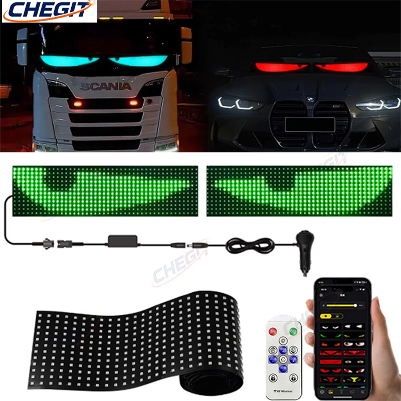 

Large APP Truck Car Devil Eye LED Pixel Panel Light Remote Control Soft Foldable Lighting Scrolling For Board Windshield 12V