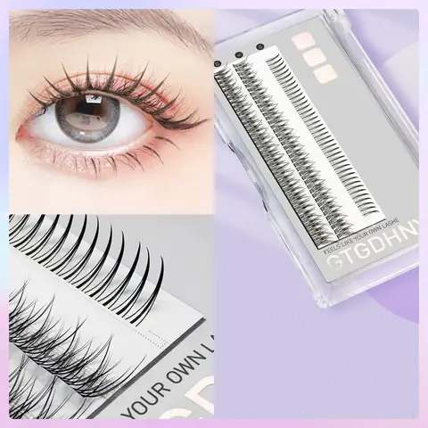 AM 모양 스파이크 피쉬 테일 클러스터 속눈썹 믹스 본드 확장 V 아래쪽 속눈썹 아래 개별 메이크업 DIY Premade 팬 세트