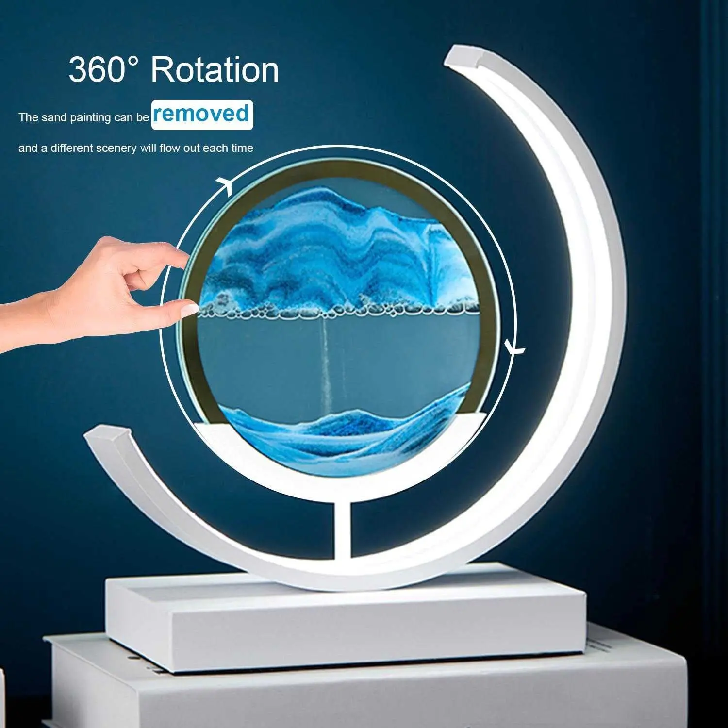 Quicksand Art Light Hourglass LED Light Moving Sand Art Picture 3D Dynamic Fast Sand Light Quicksand Painting Table Lamp