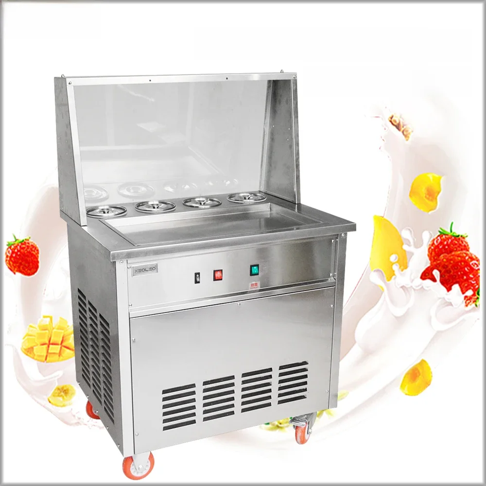 XEOLEO Kommerziellen Eis Rolle Maschine 1600W Rolle Eis Braten Maschine Mit 4 Eimer Braten Eis