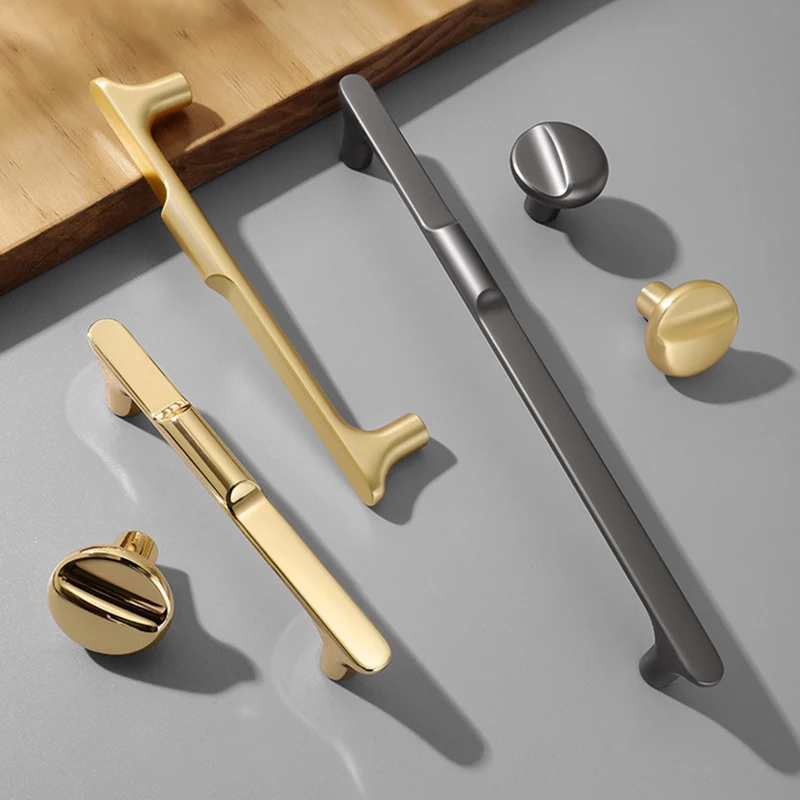 

Bright Gold Cabinet Handles Solid Zinc Alloy Wardrobe Door Handles Gold Dresser Drawer Knobs Furniture Handles & Pulls Hardware