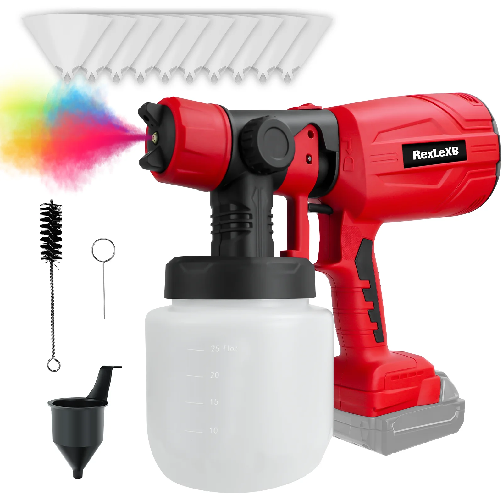 800ML Electric Spray Gun Cordless Paint Sprayer Auto Furniture Cabinets House Painting Easy to Clean for Milwaukee 18V Battery