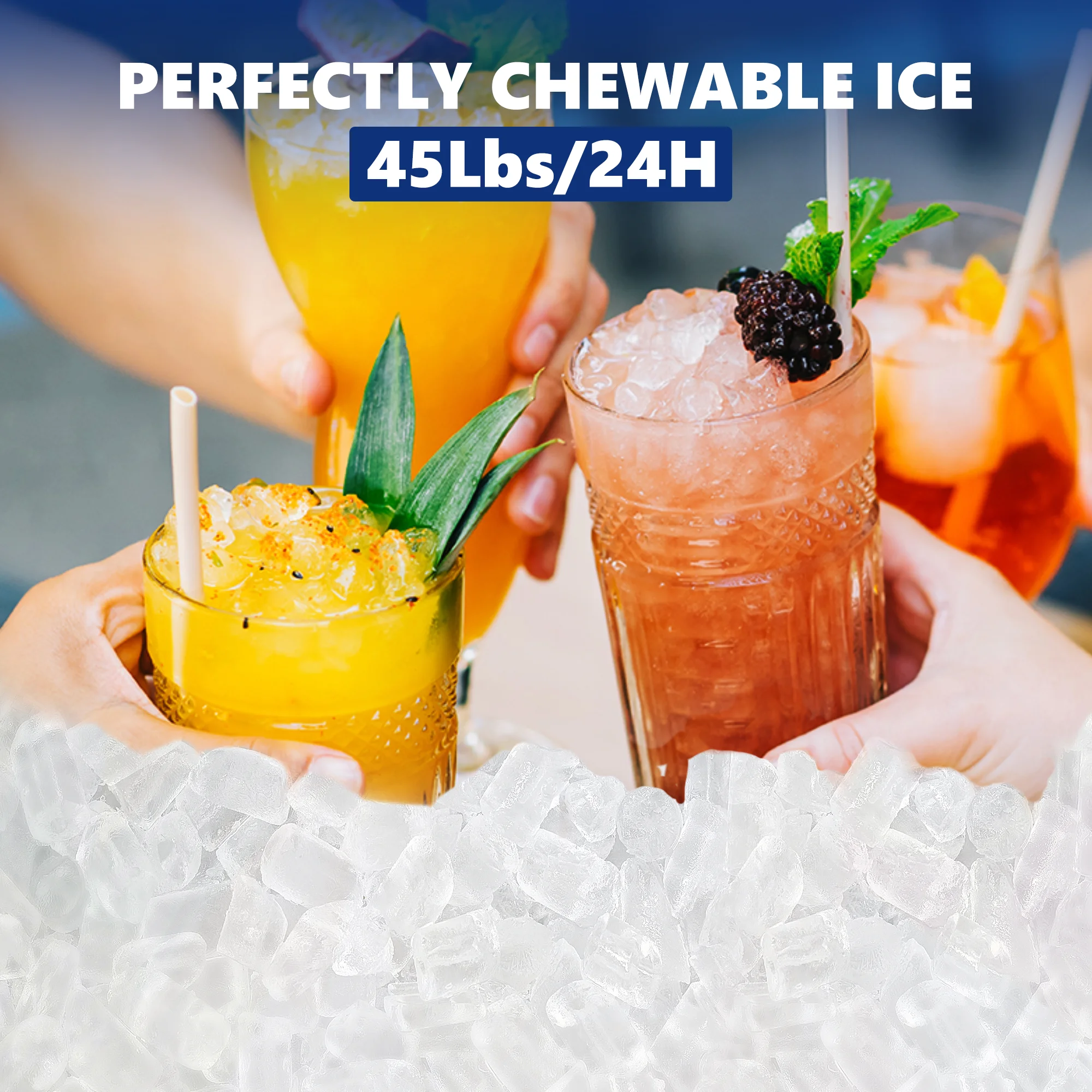 آلة صنع الثلج على سطح الطاولة من Simzslife ، آلة صنع الثلج ذاتية التنظيف ، مغرفة الثلج وسلة الثلج للمنزل ، المطبخ ، الحفلات ، 43bs ، 24H