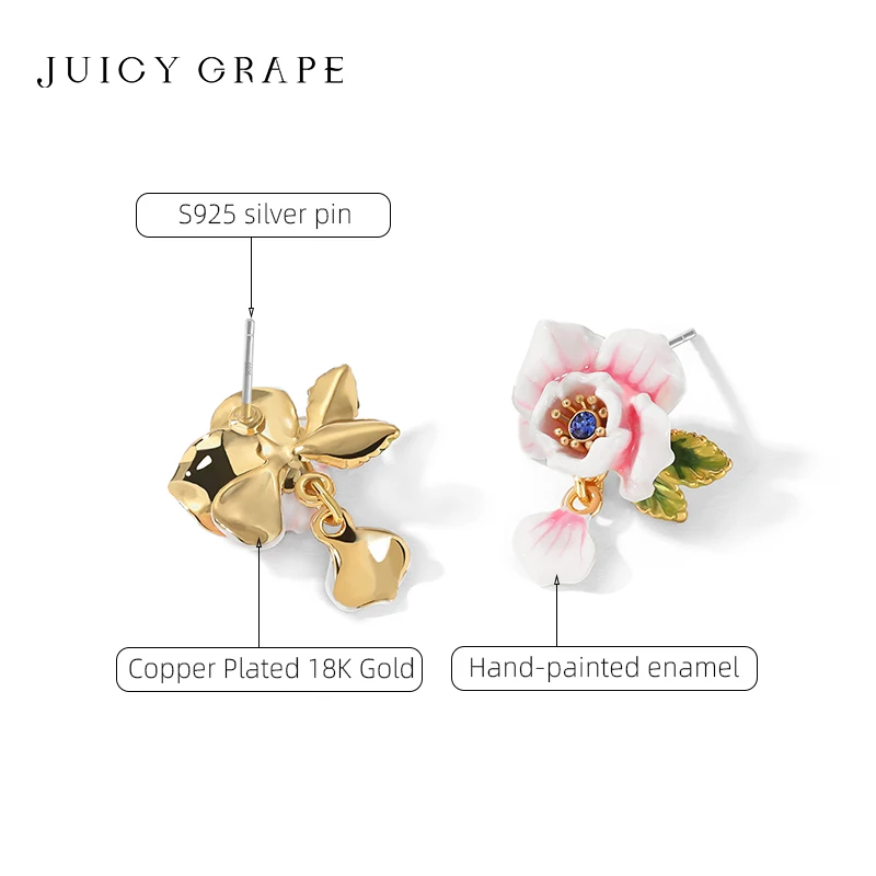 

Серьги с кисточками в стиле Моне — клипсы с розовой эмалью и покрытием из 18-каратного золота | Коллекция свадебных украшений 2025г.