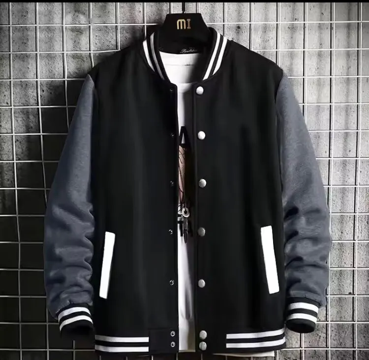 Black Gray White Solid Color Jacket Loose Oversize S-5XL Clothes Men Women Baseball Uniform Street Coat Warm Fleece Soft Jackets photo review