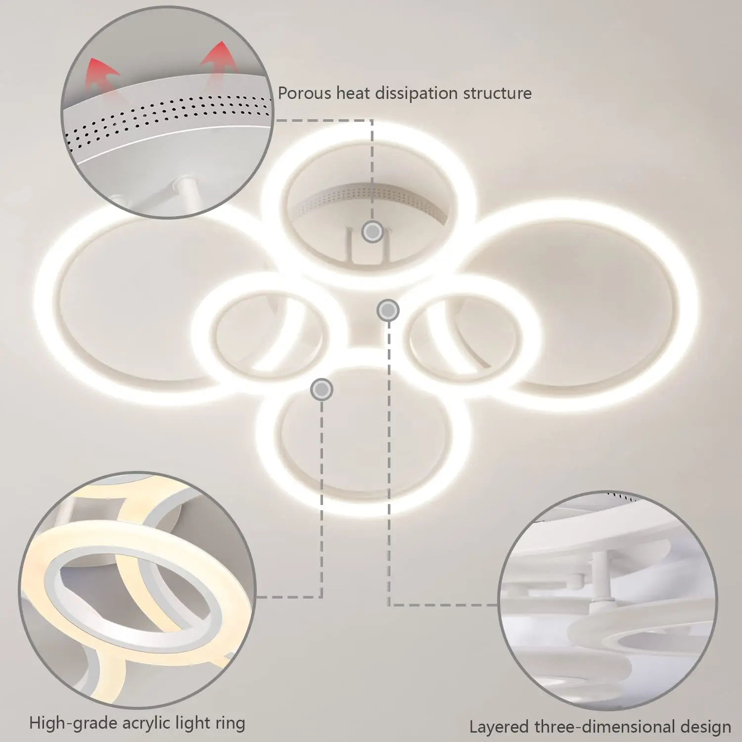 LED Ceiling lights Ring Chandelier Ceiling Lamps For Living Room Bedroom Dining Room Circle Rings Remote control Ceiling Lights