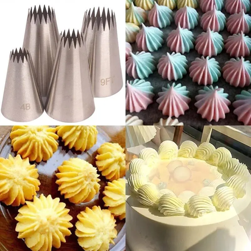 

3pcs Cake tool Baking tools Cake Decorating Tips Set Open Star Piping Nozzles Tips Cupcake Cookies Icing Piping Pastry Nozzles