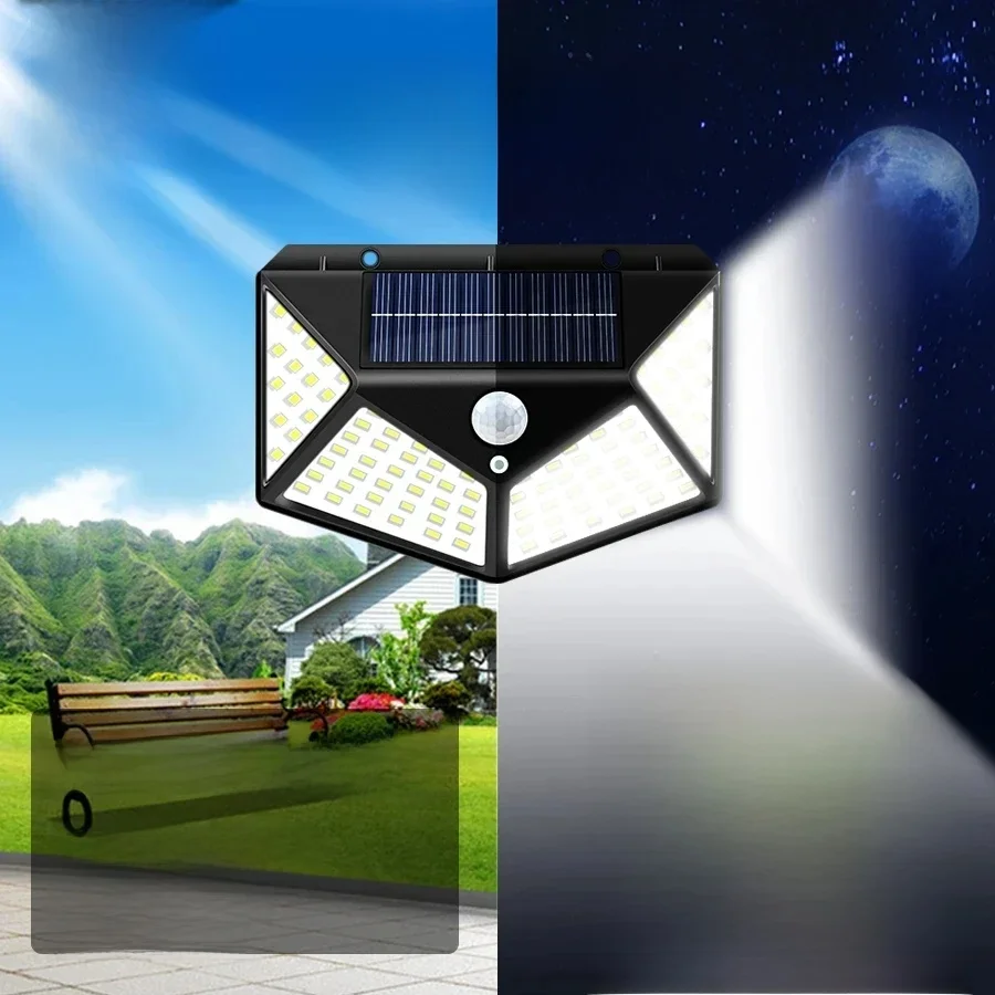 Lampy solarne LED Zewnętrzna wodoodporna zewnętrzna lampa słoneczna Czujnik ruchu Światła ogrodowe Energia słoneczna Światło słoneczne Yard Wall Street Light — zdjęcie 2