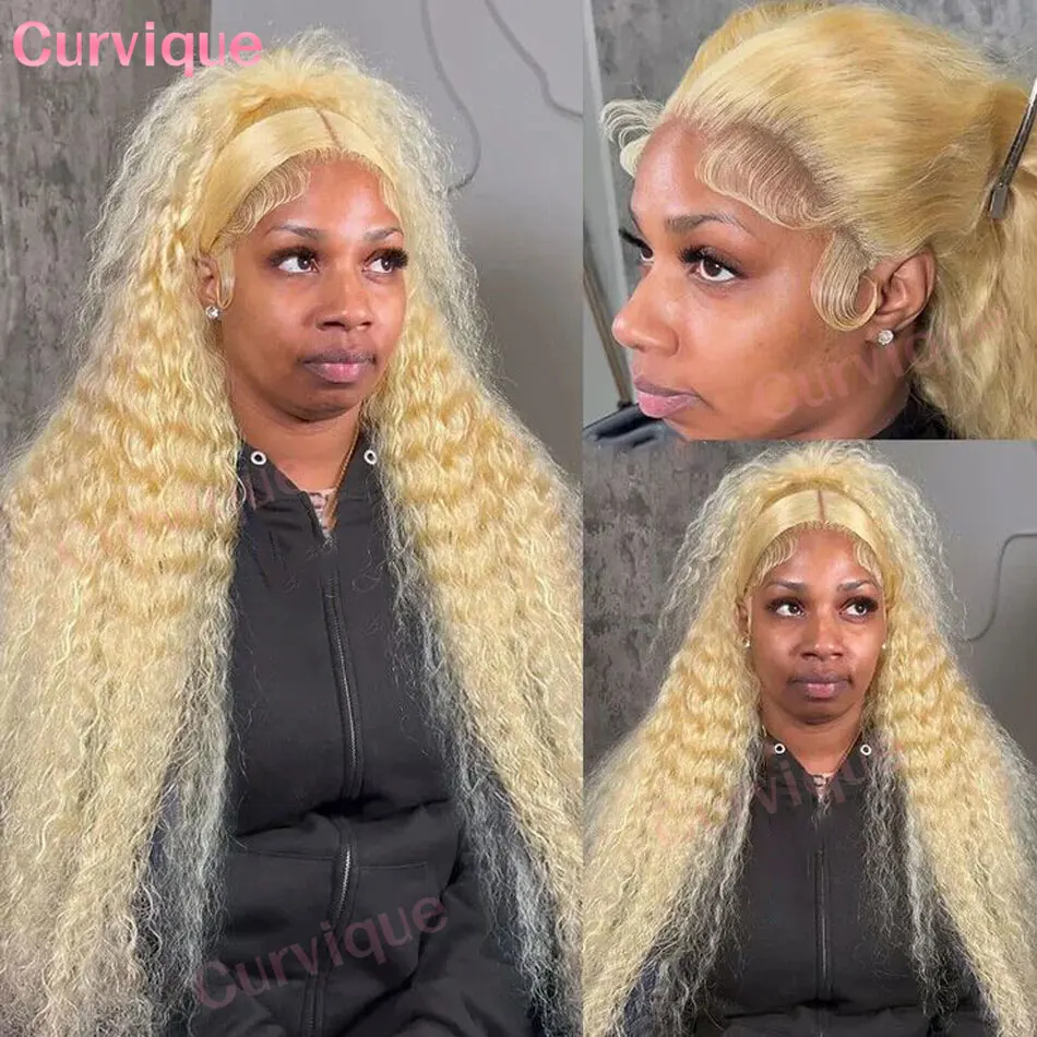 Peluca de cabello humano 613, peluca Frontal de encaje HD de onda profunda 13x6, peluca rizada 613 rubia brasileña prearrancada, peluca con malla Frontal transparente 13x4