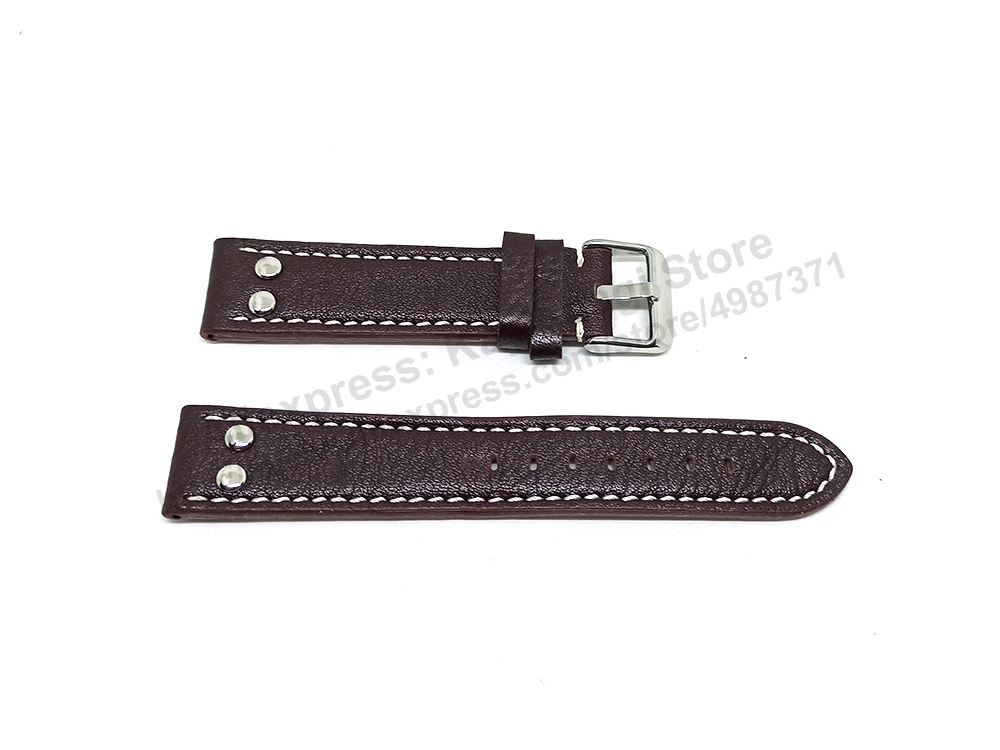 Fits/For TW Steel Canteen TW1000-1 - 20mm Brown Rivet Genuine Leather Replacement Watch Band Strap