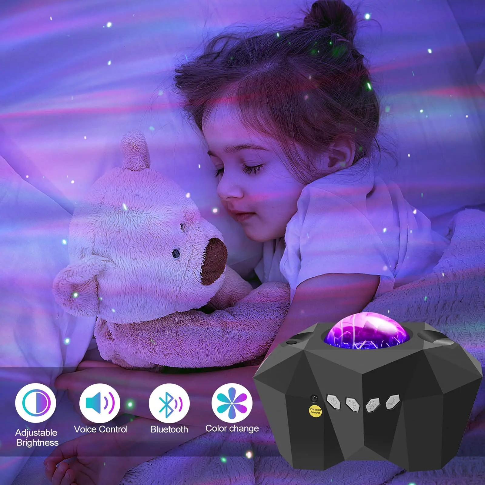 Aurora Galaxy Star Night Light with Music Speaker remote control Northern Lights for Bedroom Gaming Room Home Theater Ceiling