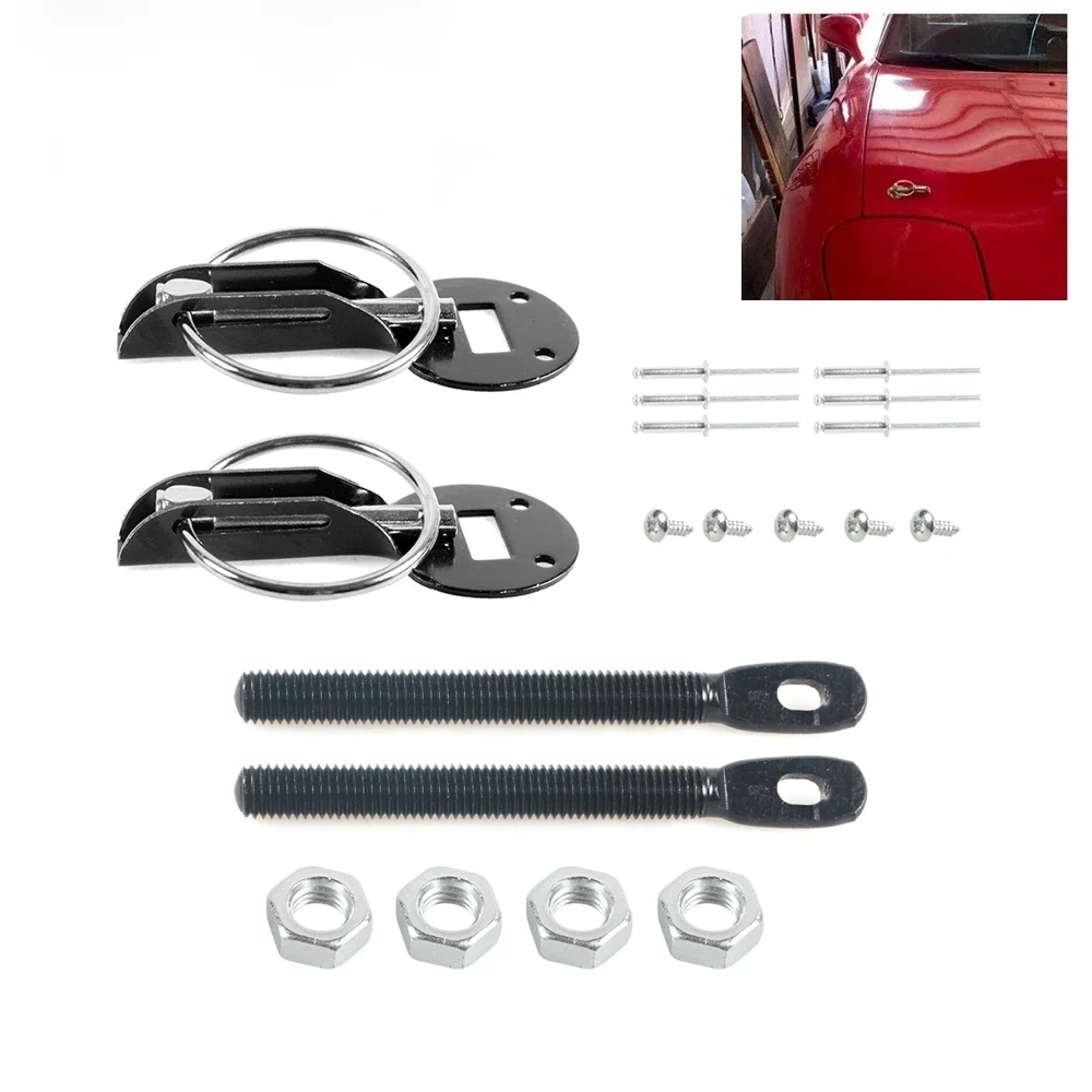 Kit universel de verrouillage de goupille de capot en alliage d'aluminium, 2 pièces, goupilles de verrouillage de capot vers le bas, accessoires de voiture HL-1006