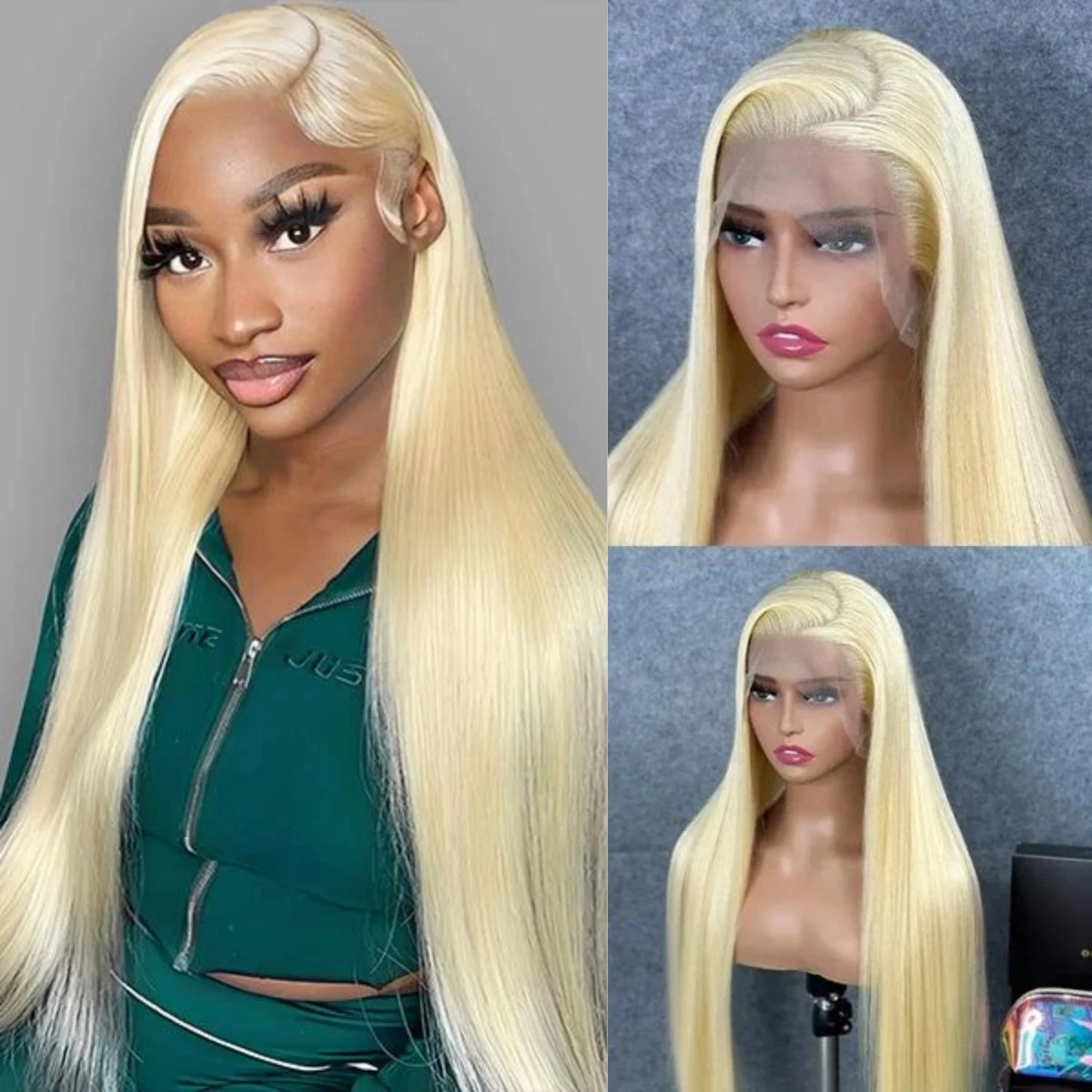 Perruque Lace Front Wig 613 Brésilienne Naturelle, Cheveux Lisses, Blond 100%, 13x4, 13x6, 40 Pouces, en Solde, pour Femme