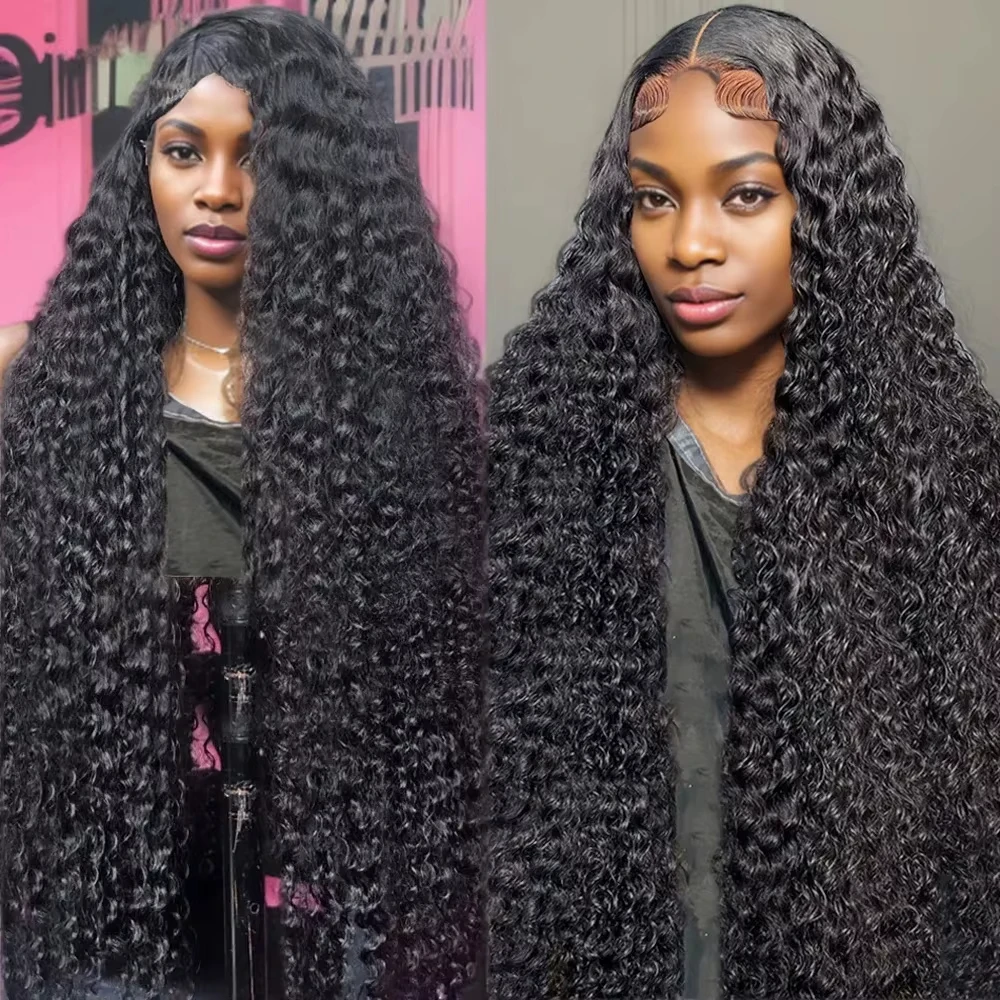 

Deep Wave 13x6 HD Lace Frontal Wigs Human Hair 36 Inch Brazilian Curly 13x4 Transparent Lace Frontal Wig Preplucked For Women