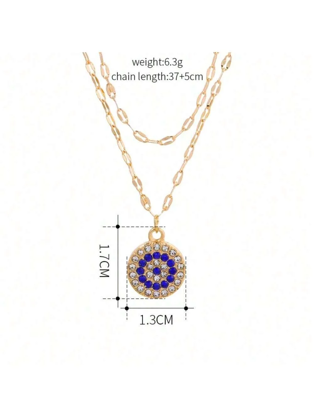 قلادة متعددة الطبقات - سلسلة ذات طبقات باللون الأزرق، مجوهرات على الطراز الأوروبي للنساء لارتدائها مع تي شيرت