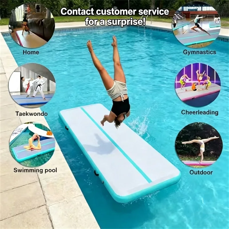 Aufblasbare Gymnastikmatte (mit Luftpumpe) eignet sich für das Gymnastiktraining zu Hause, Wassersport und aufblasbares Yoga.