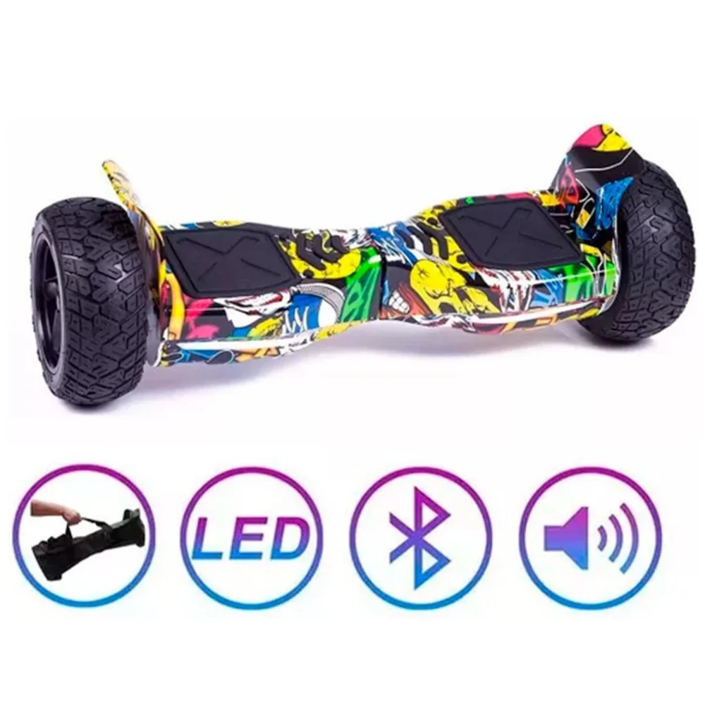 Hoverboard Skate Elétrico Original 8.5 Offroad Led Bluetooth Hip Hop Brinovar