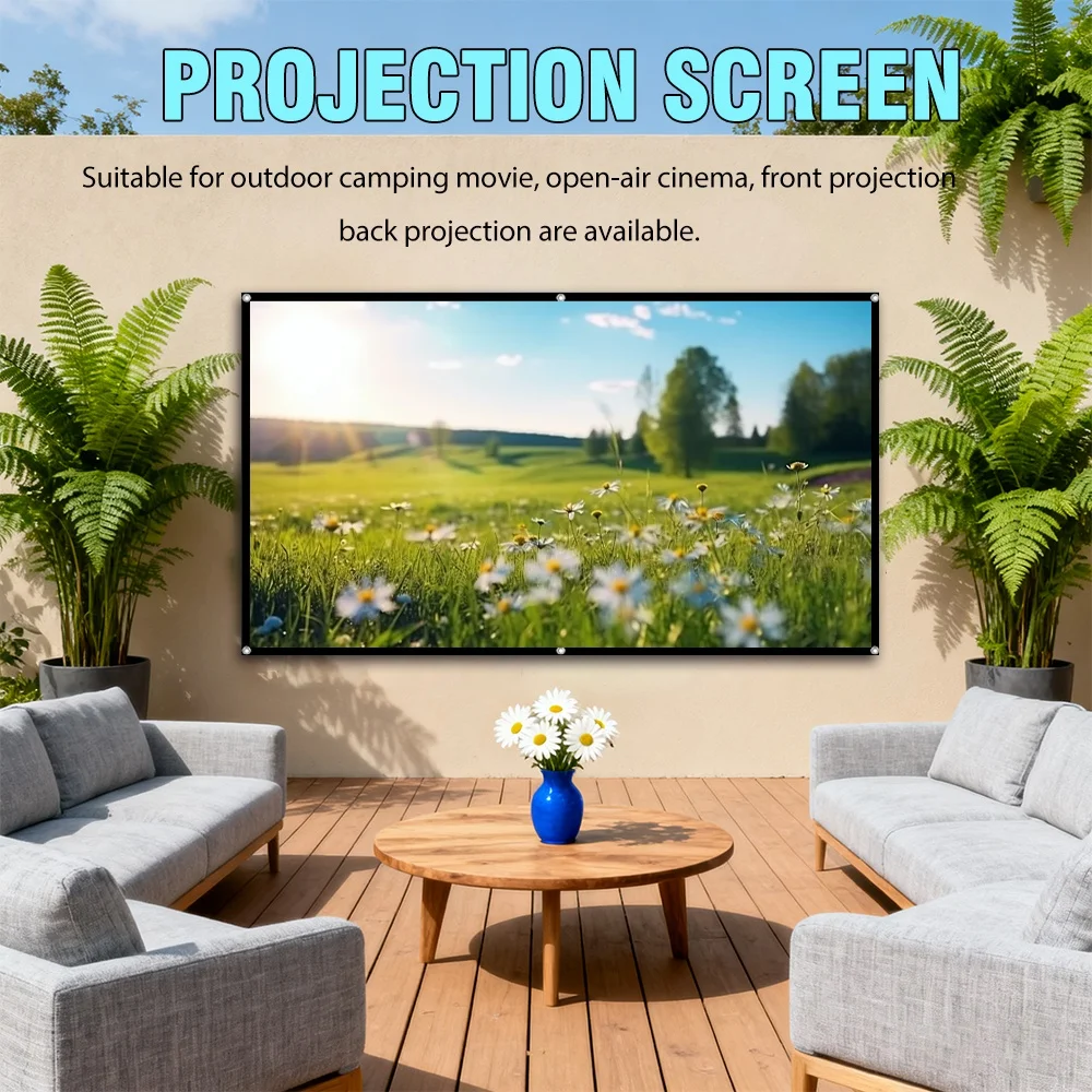 100-inch 16:9 black perforated projection screen, foldable and wrinkle-resistant, washable and portable