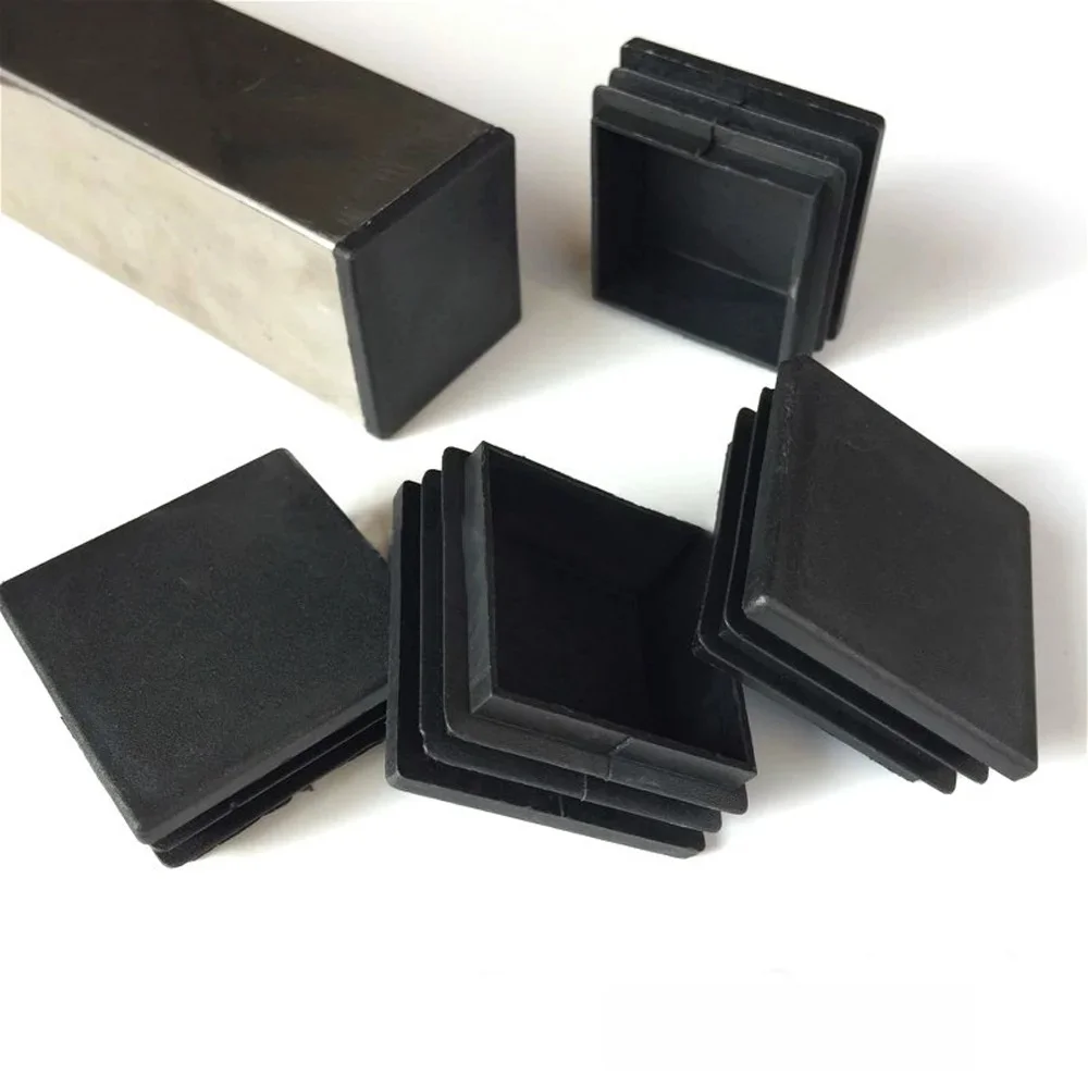 Bouchon de tube carré en plastique, 50x50mm, 1/2/5/10 pièces, noir/blanc