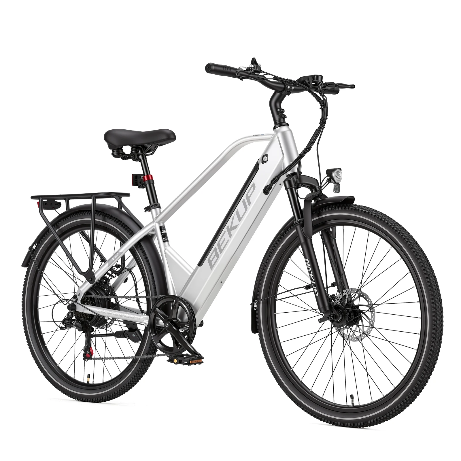 Bekup V2 26 inch elektrische stadsfiets voor heren en dames, 36V 14.5Ah 522Wh accu, 250W achterwielmotor, 45Nm koppel, 25KM/H, tot 75KM actieradius met trapondersteuning, 7 versnellingen, LCD display,