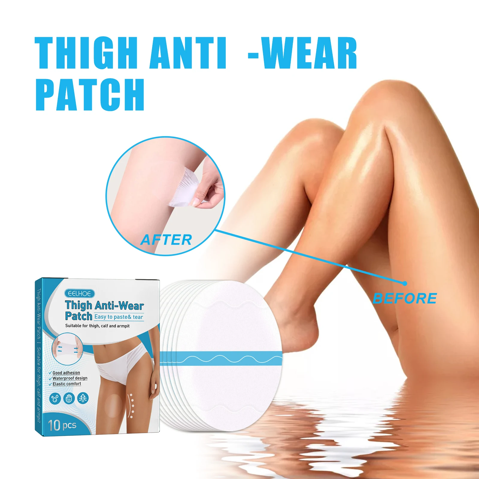 

Thigh Anti Chafe Pads Good Elasticity Ultra Thin Not Tight Breathable No Irritation Skin Friendly Disposable Knee Calf Free Pads