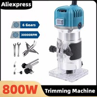 6 Speed 800W Electric Trimming Machine 30000rpm Woodworking Milling Engraving Hand Wood Edge Router Trimmer Home DIY Power Tools