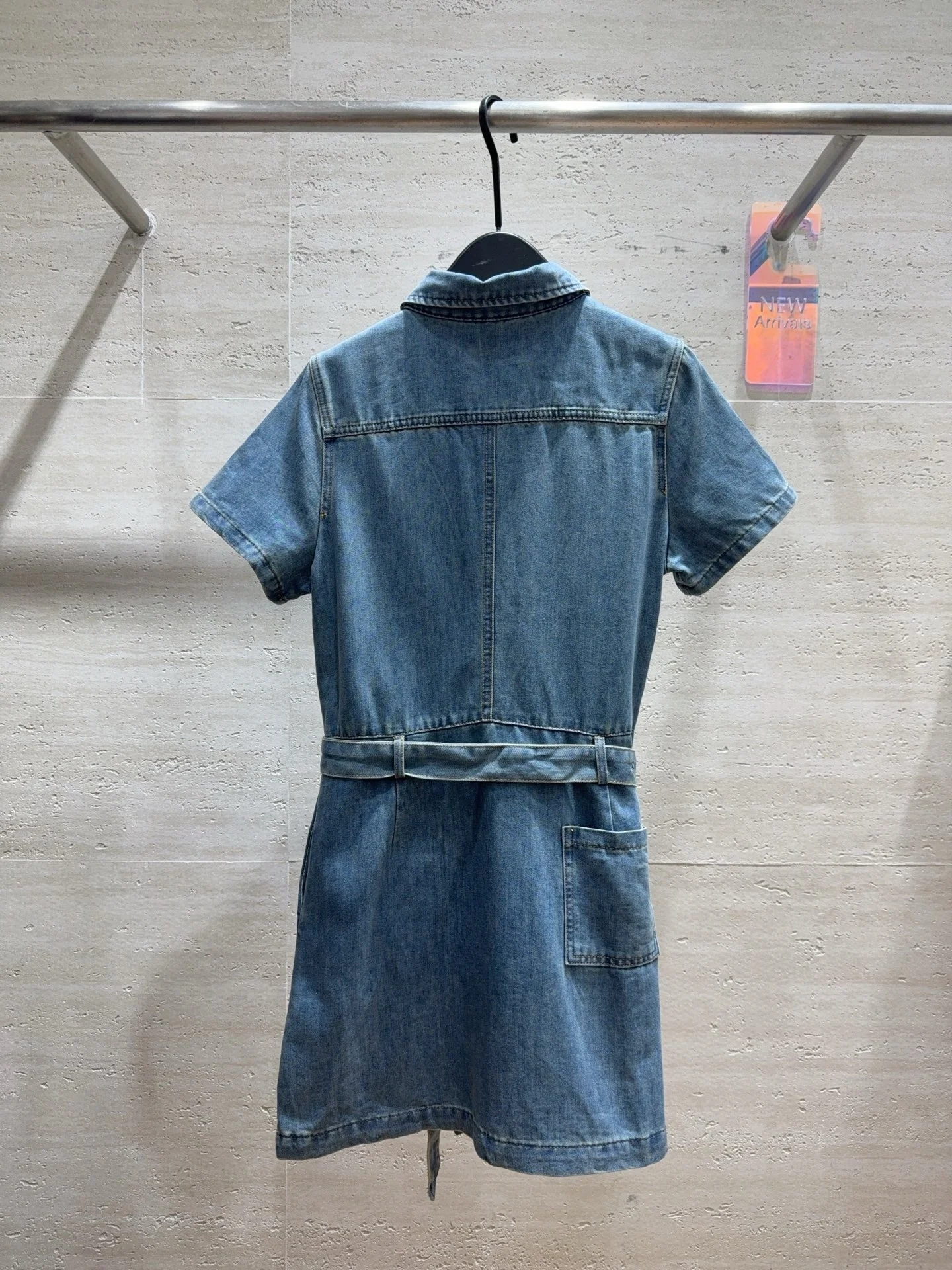 

Women's Short Sleeve Denim Shirt Dress Collared Neck Casual Mini Dress, Summer Daily Style