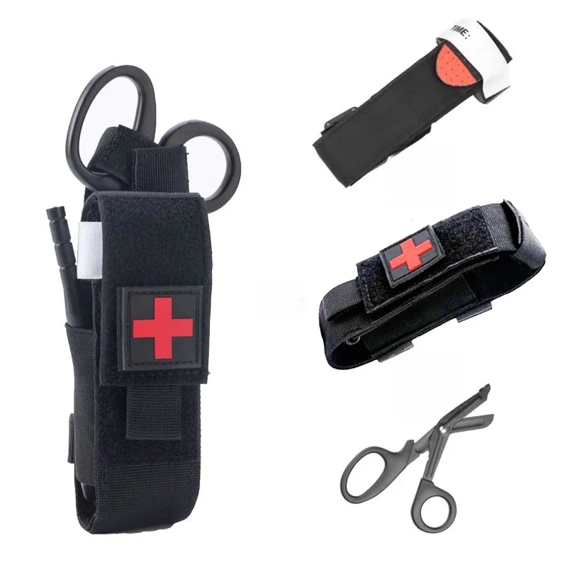 Erste-Hilfe-Set Tourniquet Molle Survival Set Beutel Pflegehalter Schere Tasche Outdoor-Ausrüstung Spinning
