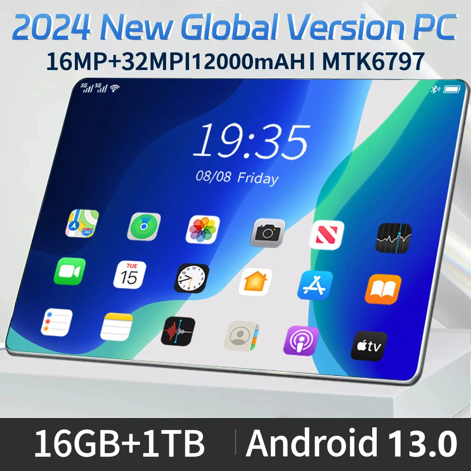 Tablet em Rede Versão Global, Android 13.0, 16GB, 1TB, 11.6 ", MTK6797, Wi-Fi, 12000 mAh, 10 Core, Novo, 2020