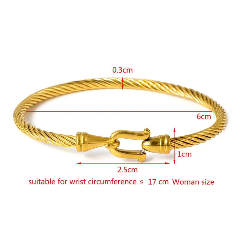 FYSARA Trendy Charm Cuff Bracelets Bangles for Women Gold Color 316L Stainless Steel Wire Thin Bangles Jewelry