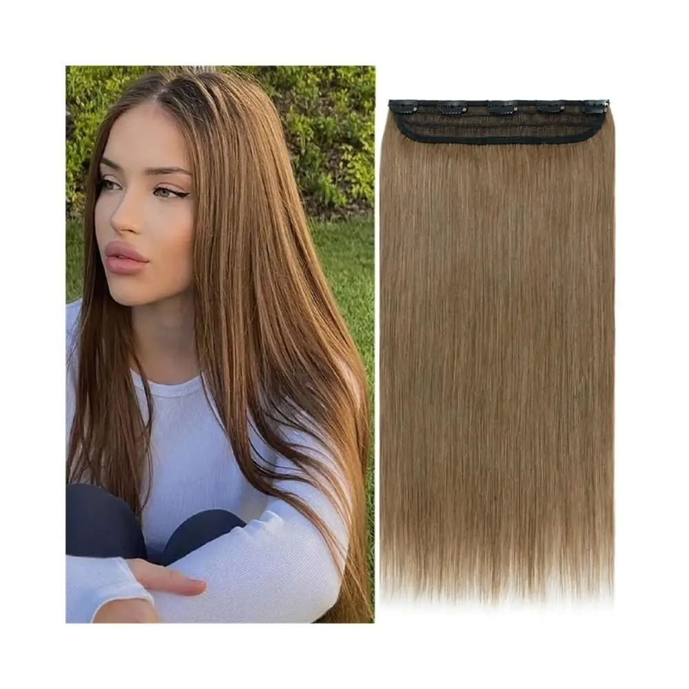 

Clip in Hair Extensions Real Human Hair Clip in Hair Extensions One Piece Thick Silky Straight Hair Pieces for Thinning Hair #8