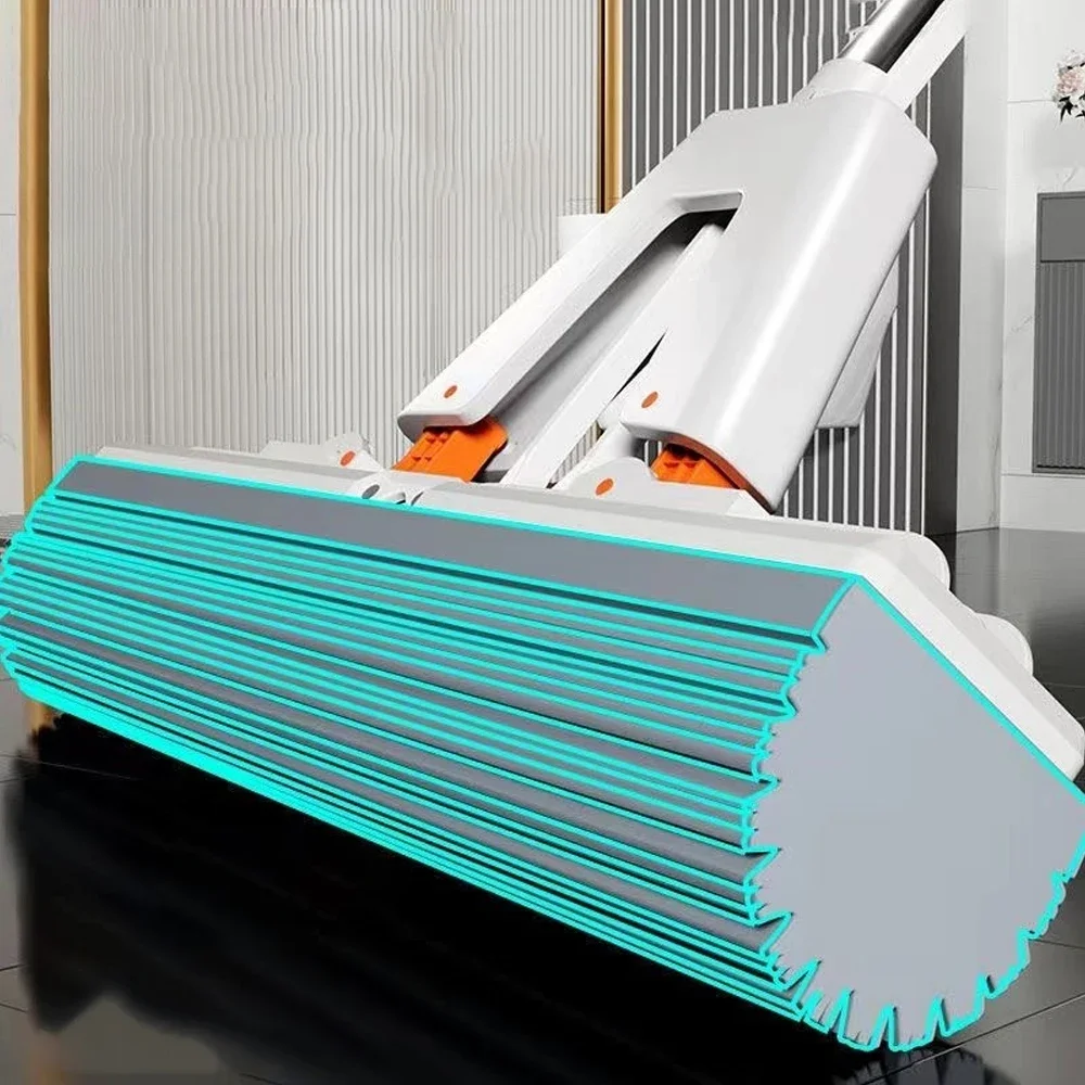 Serpillière plate en caoutchouc à auto-proximité, serpillière en coton, mains libres, magique, réutilisable, éponge, ménage, outil de livres de sol