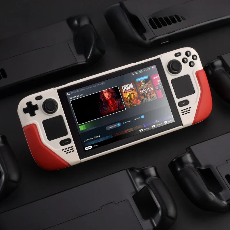 Ochronne etui na Steam Deck, pokrowiec ze skóry bydlęcej z uchwytem, osłona ochronna na Steam Deck OLED, skórzany uchwyt z funkcją otwierania na bok. — zdjęcie produktu 7