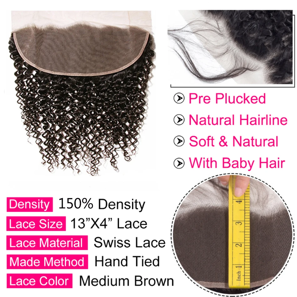 12A Indian Kinky Curly Bundles With Closure 13x4 Lace Frontal With Bundles Human Hair Bundles With Frontal Closure Virgin Hair