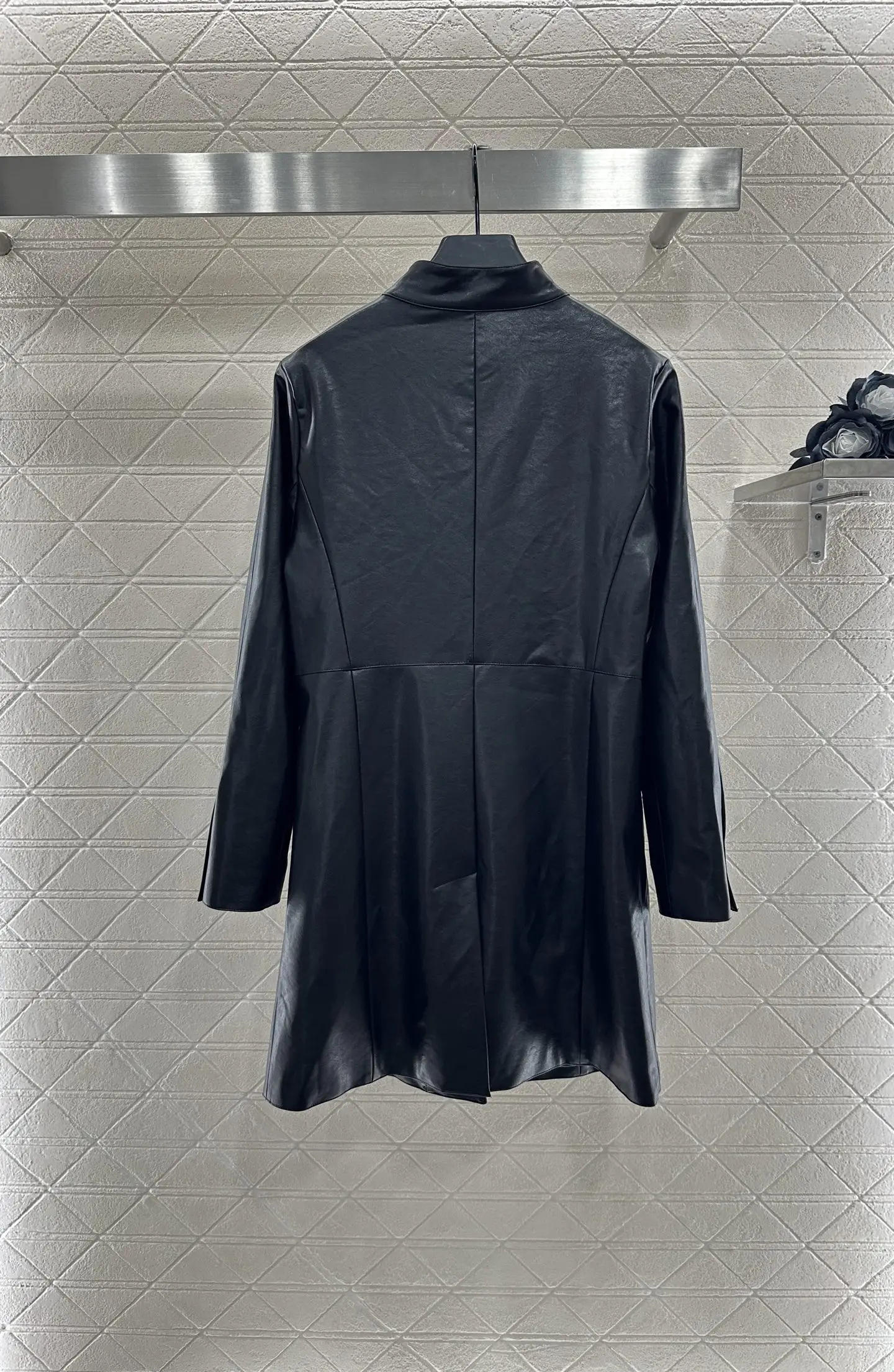 

2025 New Autumn Mid to Long Leather Windbreaker Coat Stand up Collar Coat Version Straight Tube Loose Style Fashionable WYY-316