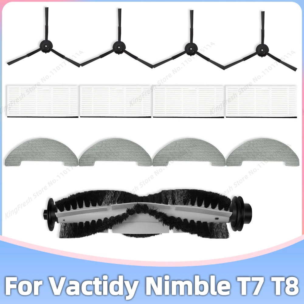 Compatible con piezas de repuesto y accesorios para el robot aspirador Vactidy Nimble T7 T8 Cepillo lateral principal Filtro Hepa Paño de limpieza