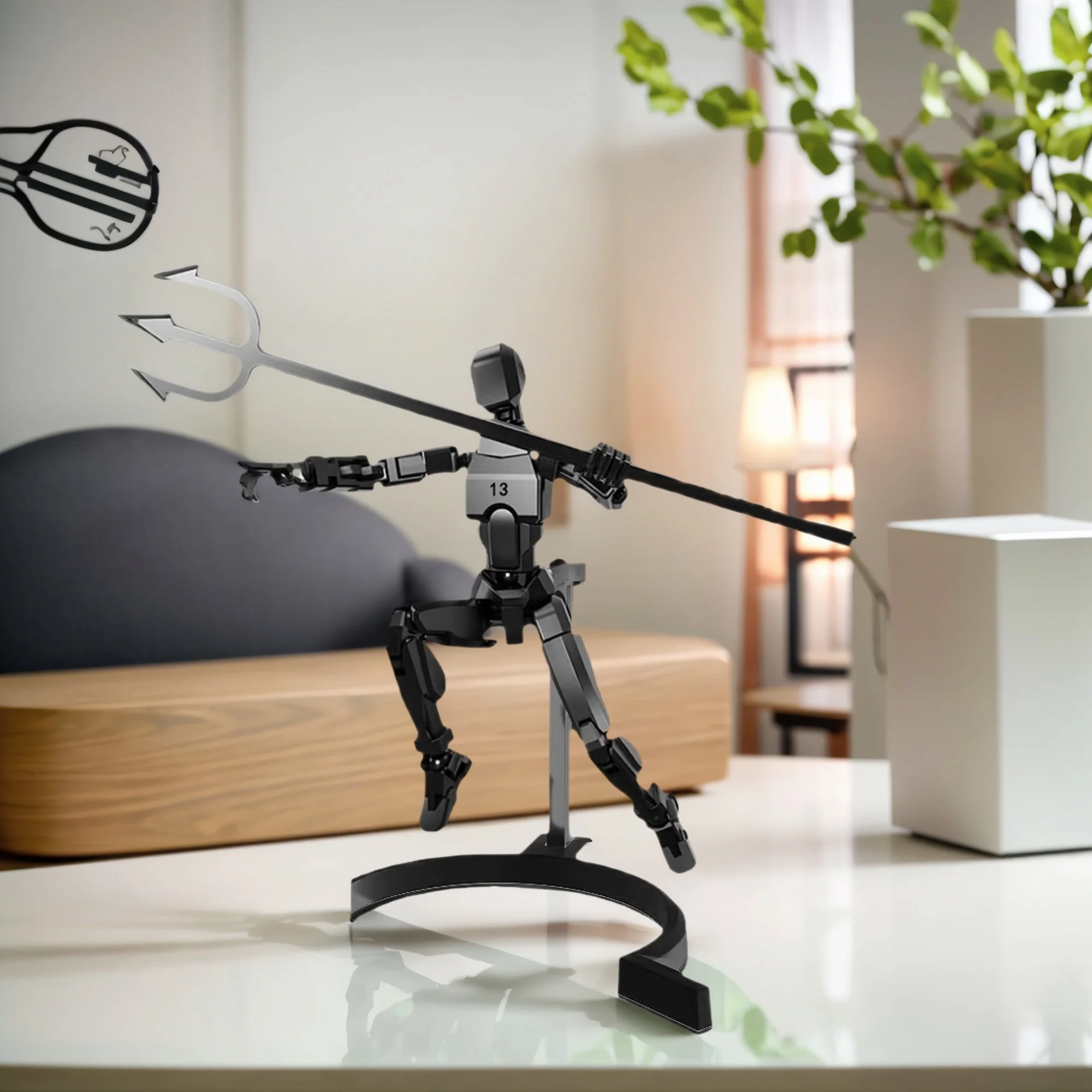 Lucky 13 Articulated Action Figure - 3D Printed Poseable Dummy with Weapons & Stand, DIY Stress Relief Toy for Teens & Adults, Yellow