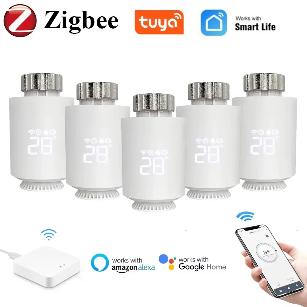 Tuya ZigBee siłownik chłodnicy termostat inteligentny TRV zawór termostatyczny kontroler temperatury obsługuje Alexa Google Home TRV06