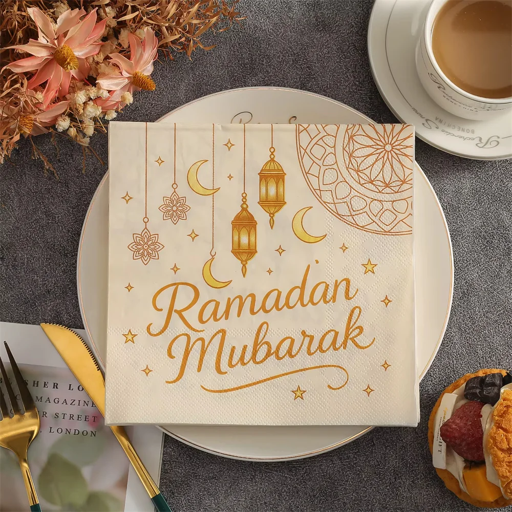 20 bunte Servietten mit Mondmuster, perfekt für Restaurants, Küchen, Hochzeiten, Geburtstage, Ramadan-Treffen, lebendiges Geschirr