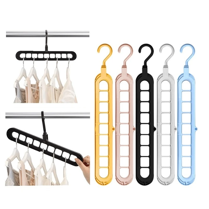 Magic Multi-port Support Hangers 9Holes for Clothes Drying Rack Multifunction Plastic Clothes Rack Drying Hanger Storage Hangers