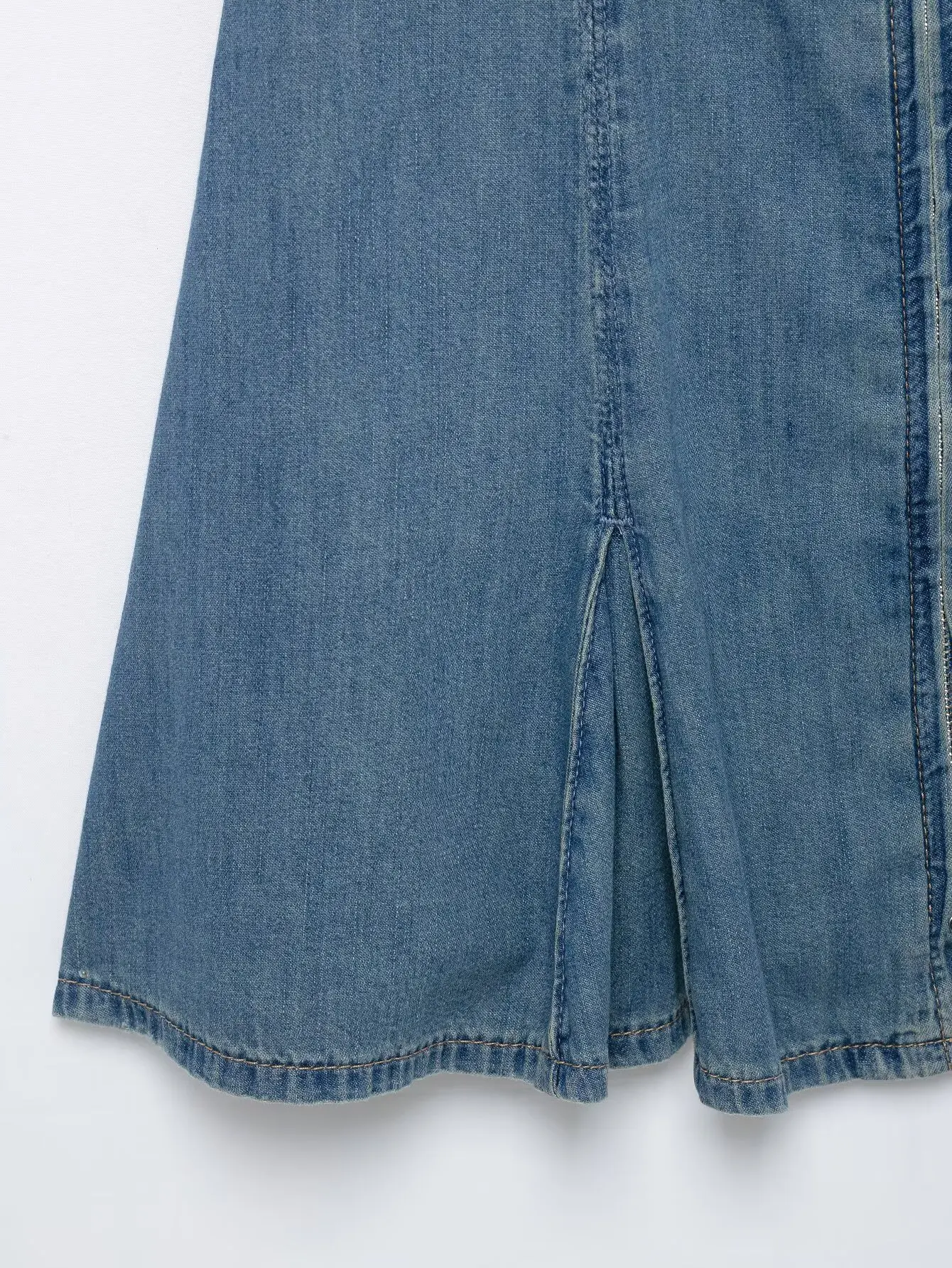 Women Vintage Denim Mini Dress Zipper Front Sleeveless Lapel Pleated Jean Dress Y2K Streetwear Slim Summer Sundress - view 6