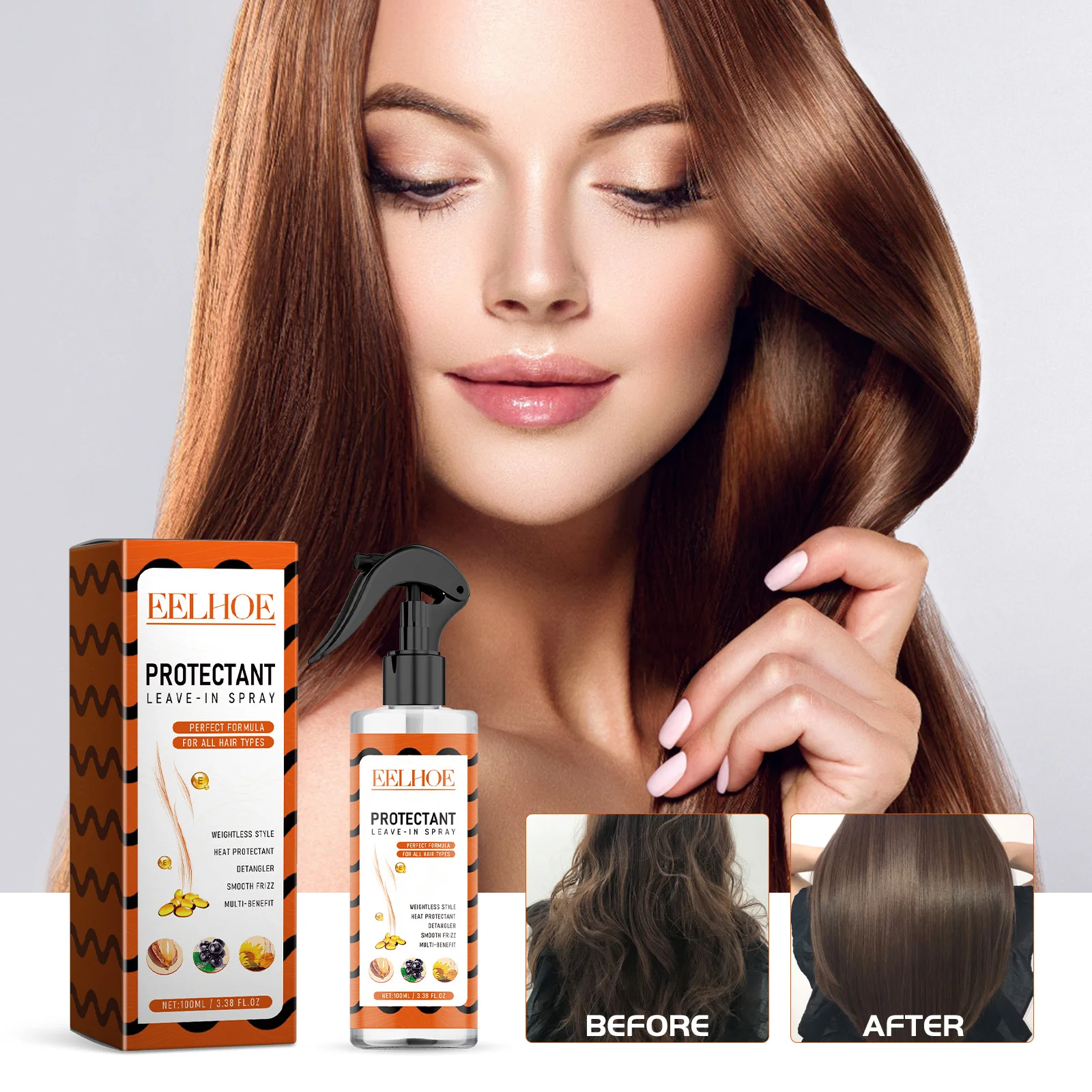 Eelhoe Spray nutritivo para el cabello, reparación de puntas abiertas, cabello seco dañado, hidratante, acondicionamiento del cuero cabelludo y alisado del cabello