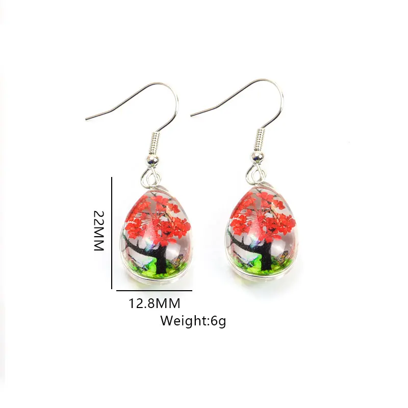 Fashion Dried Flower Elegant Earring For Women Plant True Flower Transparent Glass Daisy Drop Earring Handmade Jewelry Girl Gift