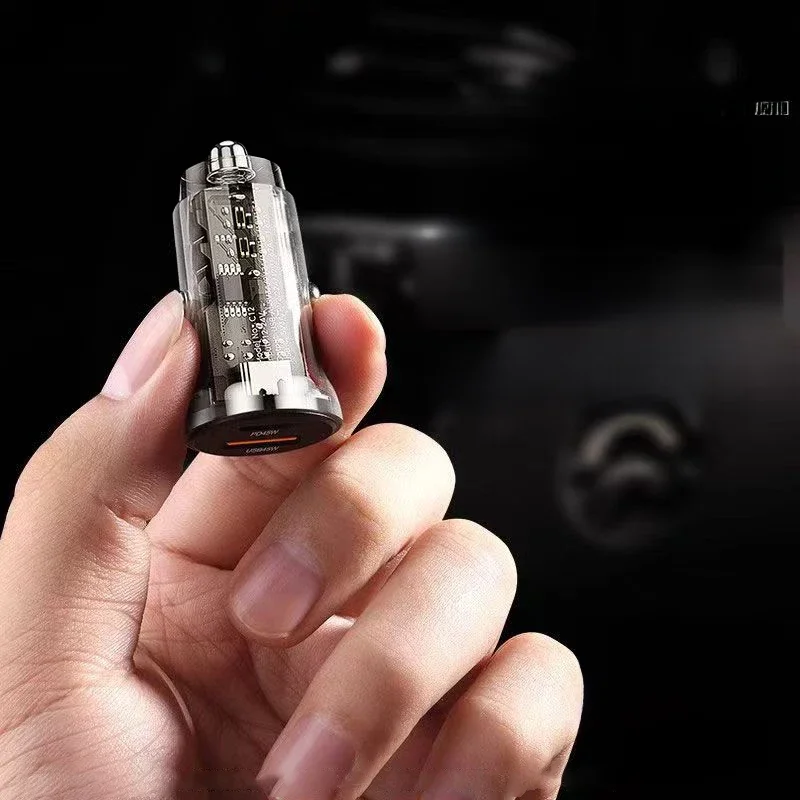 Chargeur de téléphone de voiture USB C Transparent 90W PD 45W, adaptateur de Charge Super rapide pour iPhone 15 Pro Max 14 iPad Samsung Oppo Huawei Vivo