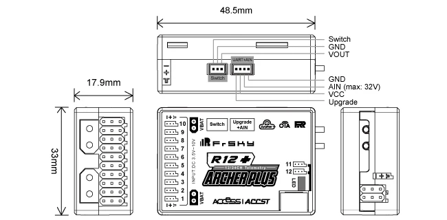 FrSky ARCHER PLUS R12+ SBUS FBUS or S.Port