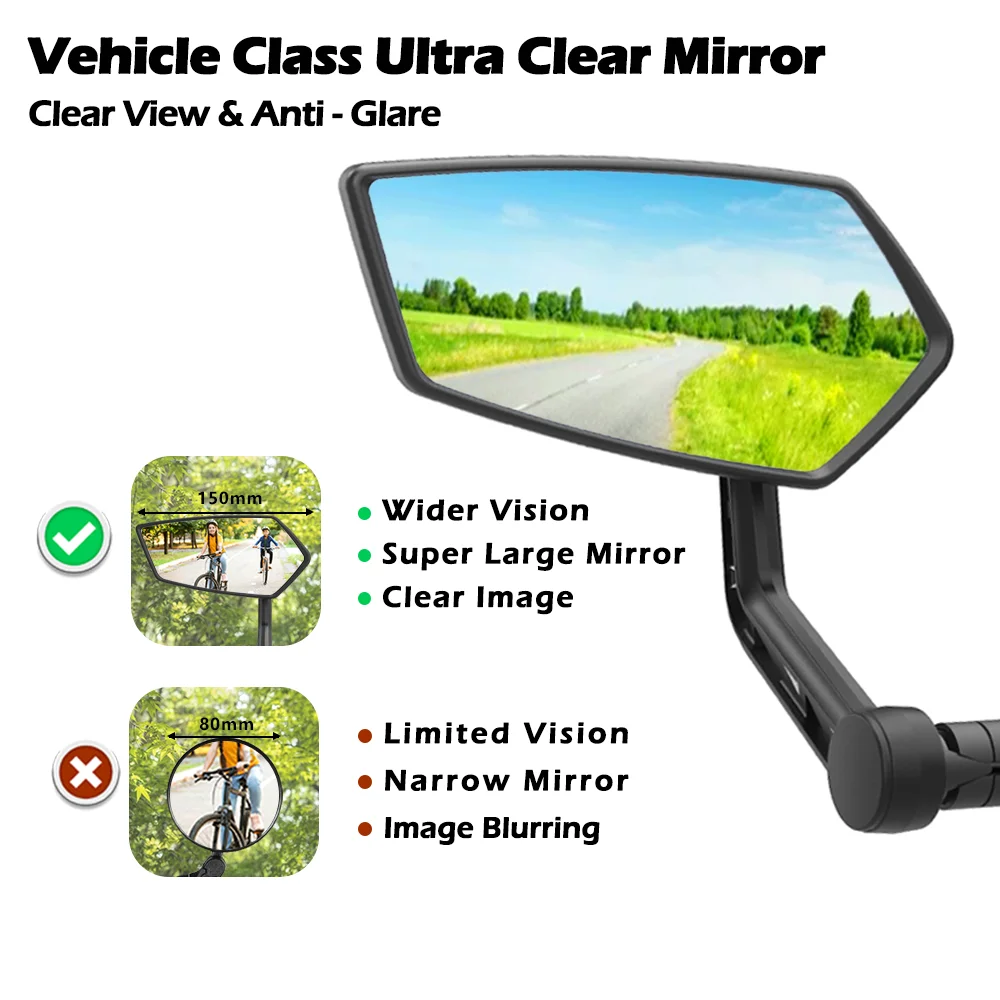 EasyDo Bicycle Mirror Bicycle Bar End Mirror Adjustable Bike Handlebar Mirror Wide Range Back Sight Reflector Cycling Accessory