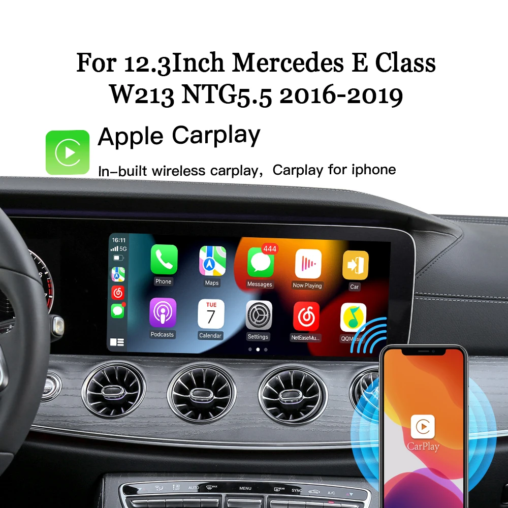 Hualingan snapdragon665 CarPlay androidauto for Mercedes W213 CLS 12.3inch screen ntg5.5 Android box smart module TikTok YouTube