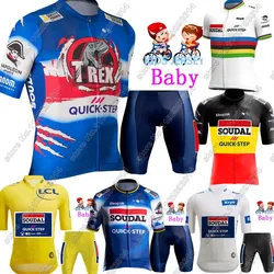 Kids 2024 Soudal Quick Step Team Belgium Cycling Jersey Set Boys Girls Yellow Cycling Clothing Children Bike Suit MTB Ropa