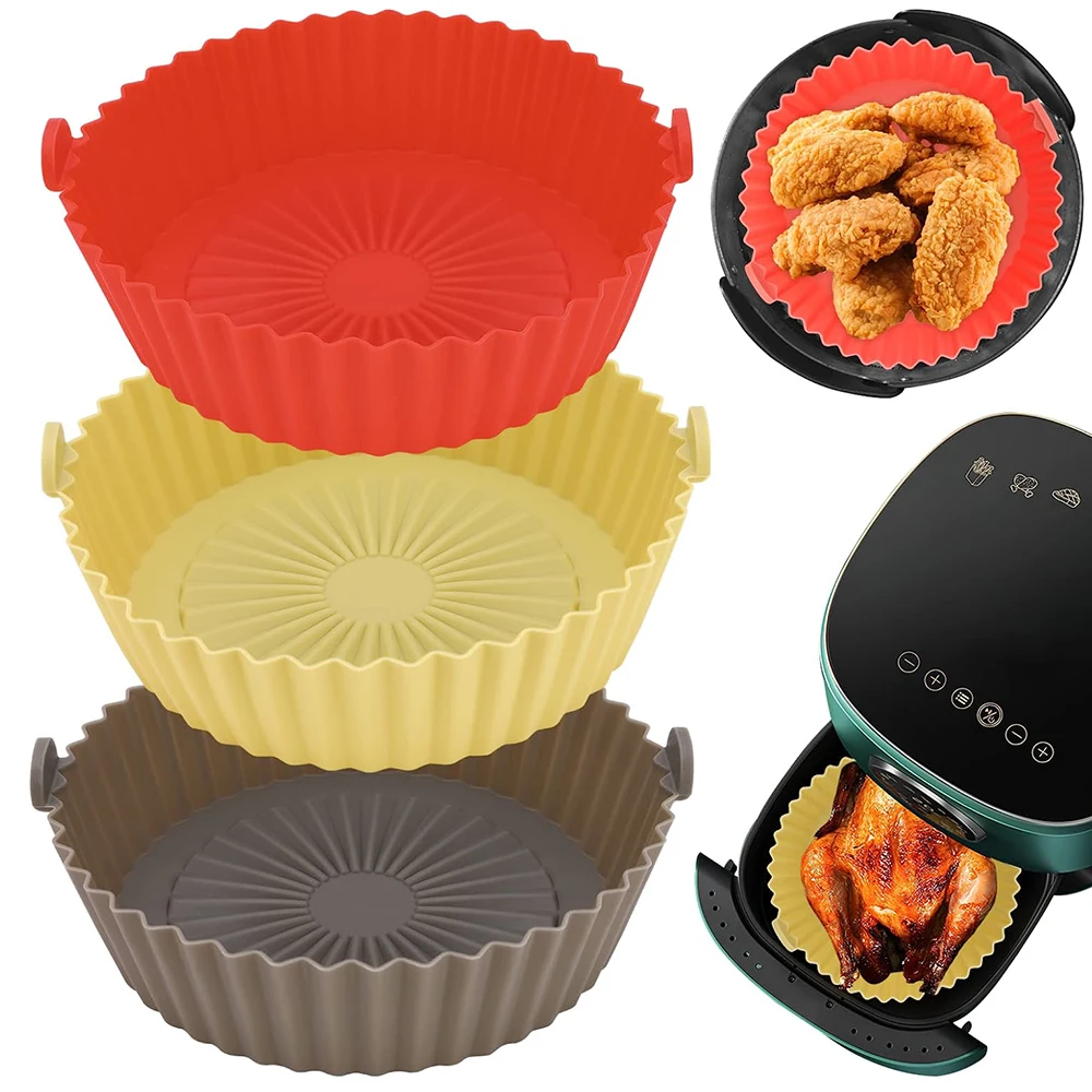 

Airfryer Silicone Basket Air Fryer Tray Liner Pizza Pot Bakeware Accessories Baking Mat Reusable Nonstick Pans Kitchen Gadgets