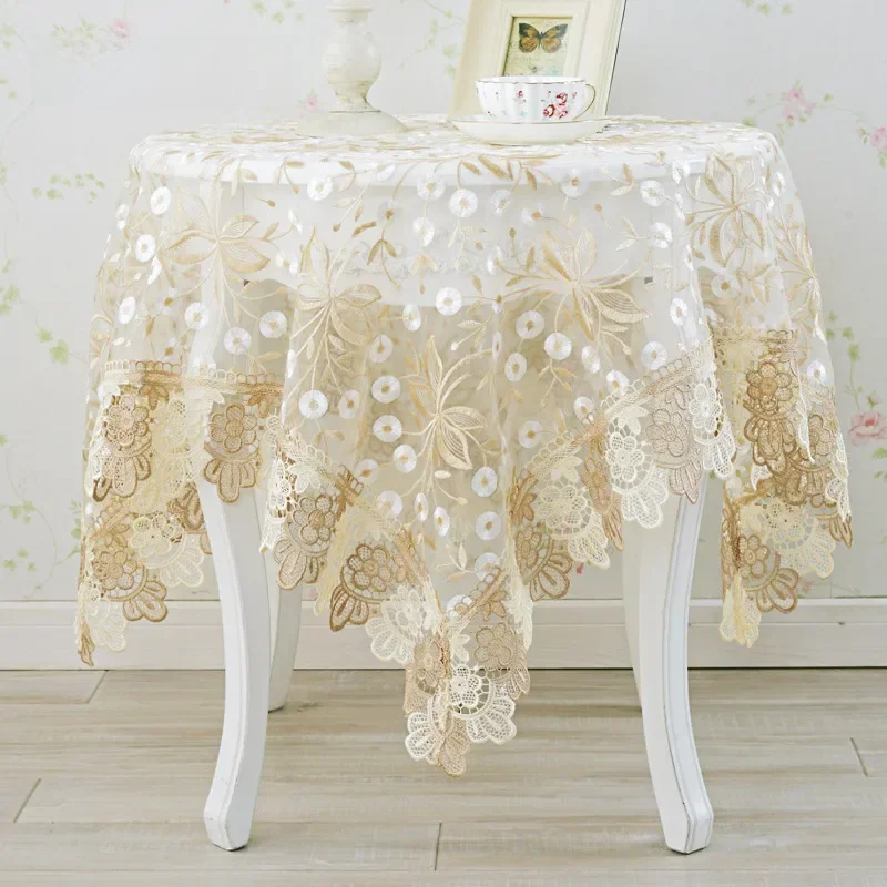 Europejski okrągły obrus, wysokiej jakości tkanina z przędzy, obrus do jadalni, maty stołowe, mata stołowa, koronkowy obrus, gorący — zdjęcie 2